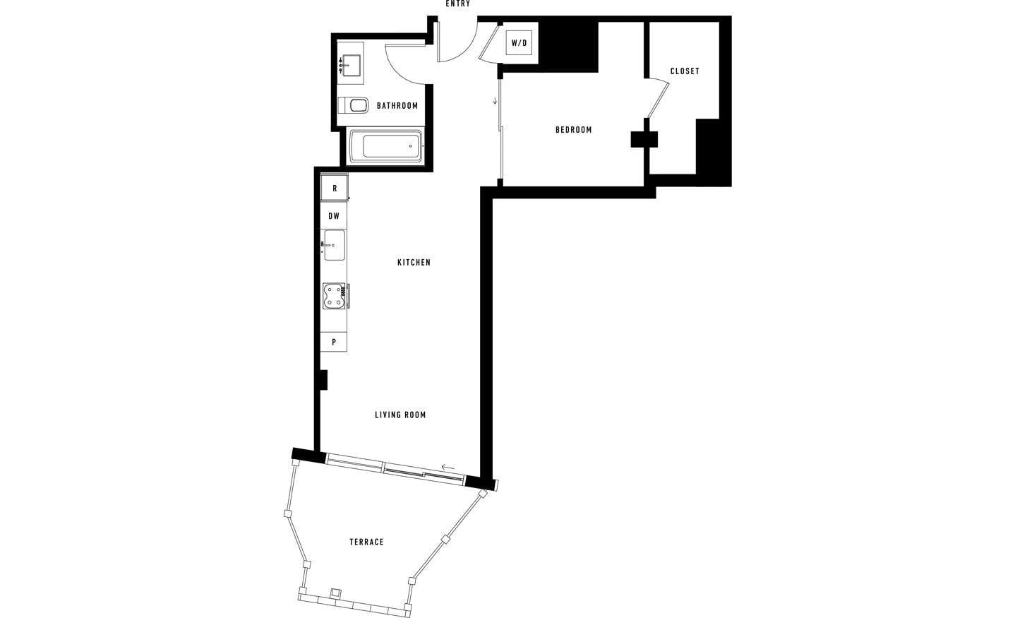 Floor plan layout diagram for SB w Terrace